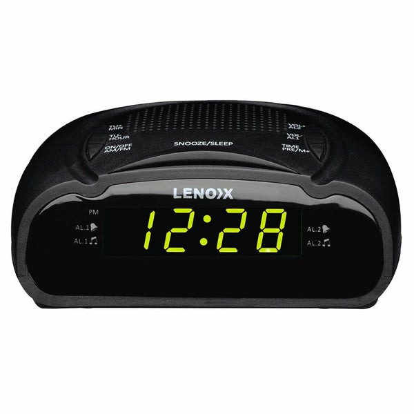 Lenoxx AM FM Station Radio Digital LED Dual Alarm Clock Sounds Snooze Sleep BLK Carousel 1