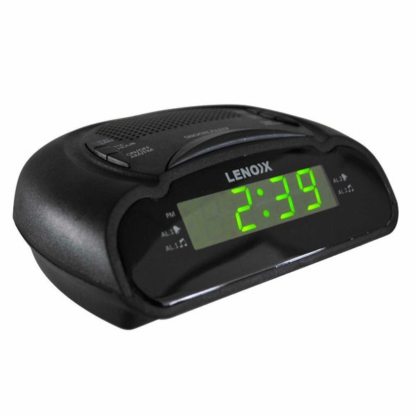 Lenoxx AM FM Station Radio Digital LED Dual Alarm Clock Sounds Snooze Sleep BLK Carousel 2