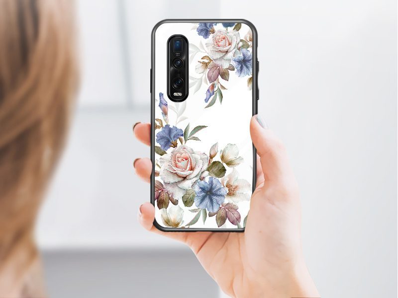 Slim Tempered Glass Case Cover for OPPO Find X2 Pro Flower Carousel 4