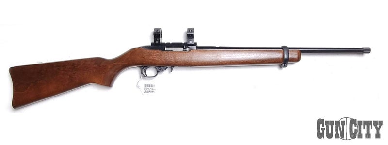 22 Ruger 10/22 Blued Wood 18" Threaded with Rings Carousel 1