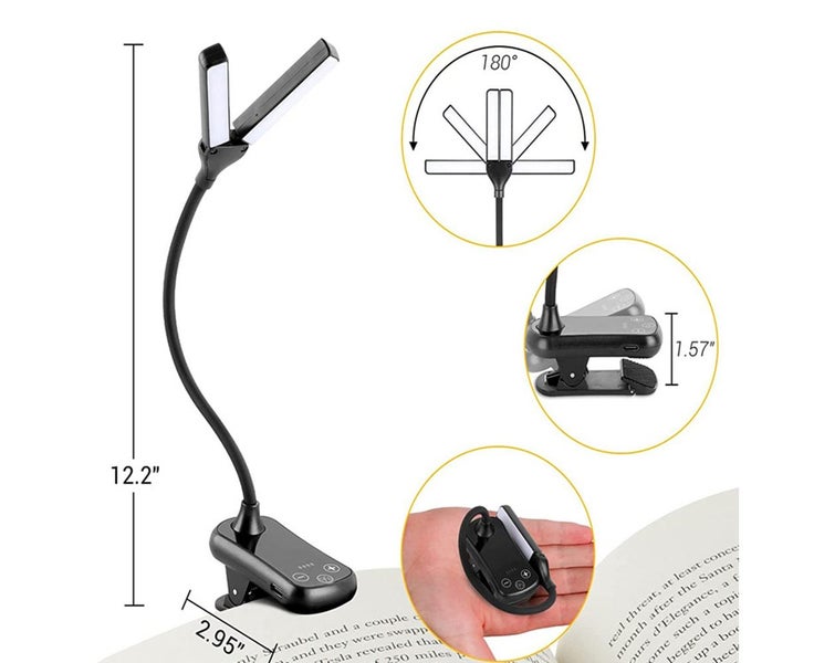 Reading Lamp Book Clamp: 16 LEDs, 3 Color Modes, 3 Brightness Levels, Carousel 2