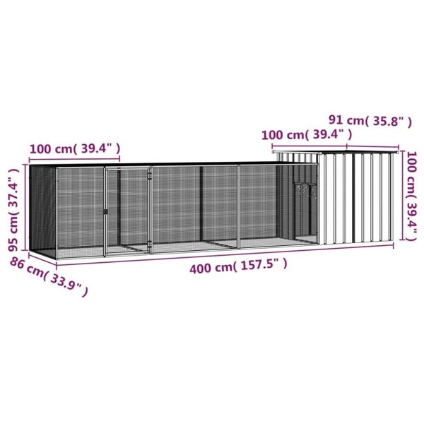 Chicken Cage Anthracite 400x91x100 Cm Galvanised Steel Toblapt Carousel 2