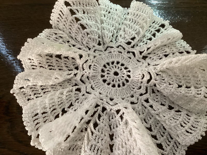 Vintage doily small white frilly border Carousel 2