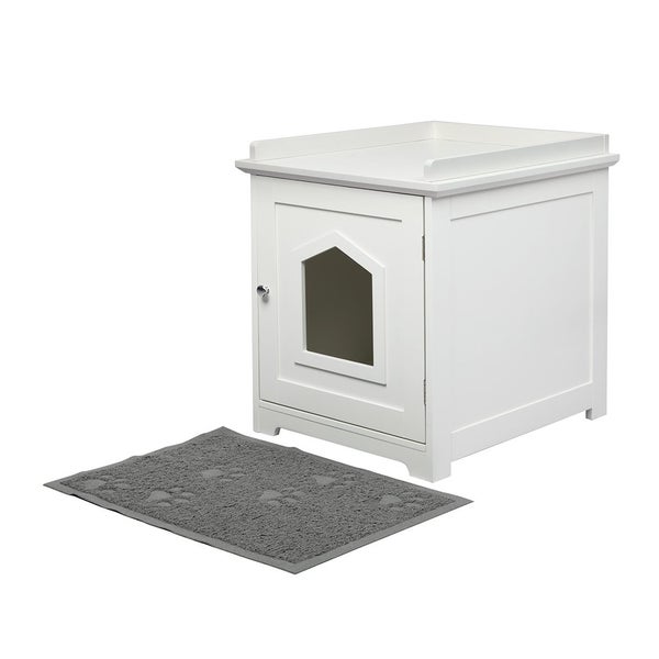 Pawz Cat Litter Box Mat Fully Enclosed Kitty Toilet Odour Control Basin Wooden Carousel 1