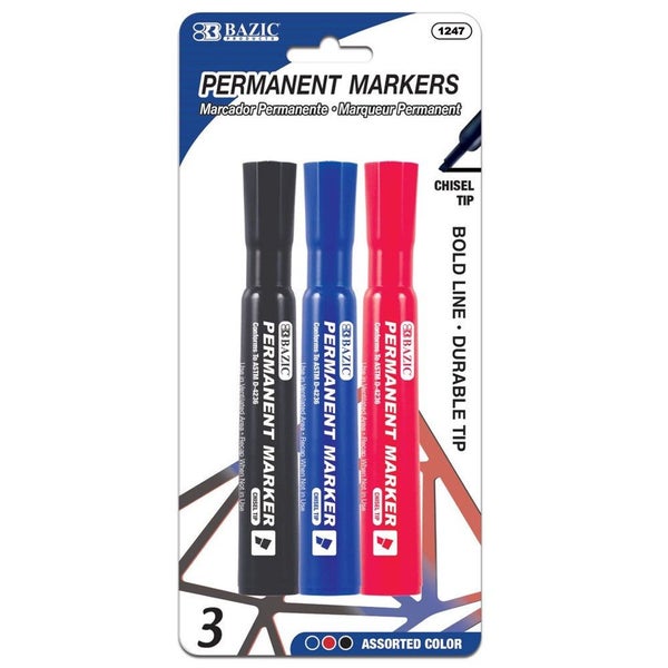 BAZIC Asst. Colors Chisel Tip Desk Style Permanent Markers (4/Pack) Product o... Carousel 2