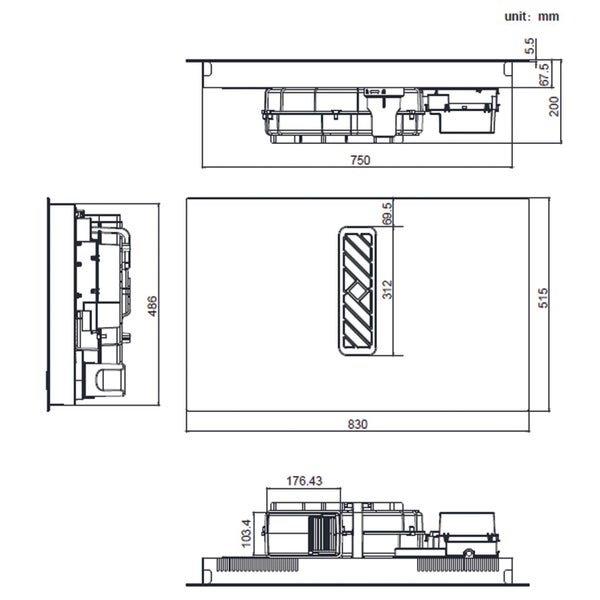 Induction Cooktop With Down-Draft Rangehood 750m³/h - 830mm Carousel 6