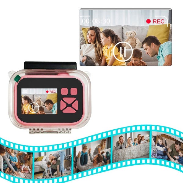 Kids Digital Camera Set Video Camera with Waterproof Case and Memory Card Pink Carousel 2