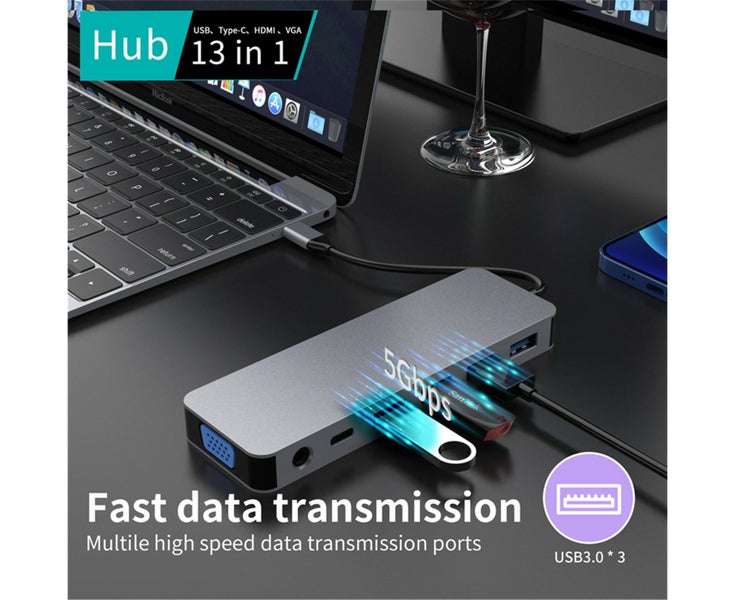 13 in 1 Type C Docking Station Dual HDMI, USB C Hub 2 HDMI,4 USB,PD, G Carousel 1