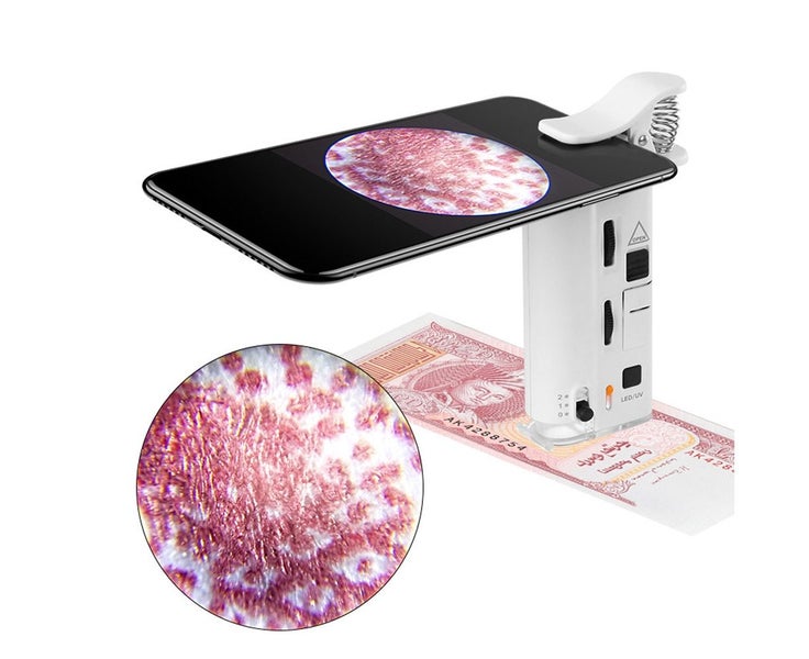 60-100X Cold-warm Light LED Cell Phone Microscope Universal Clip-type Carousel 1