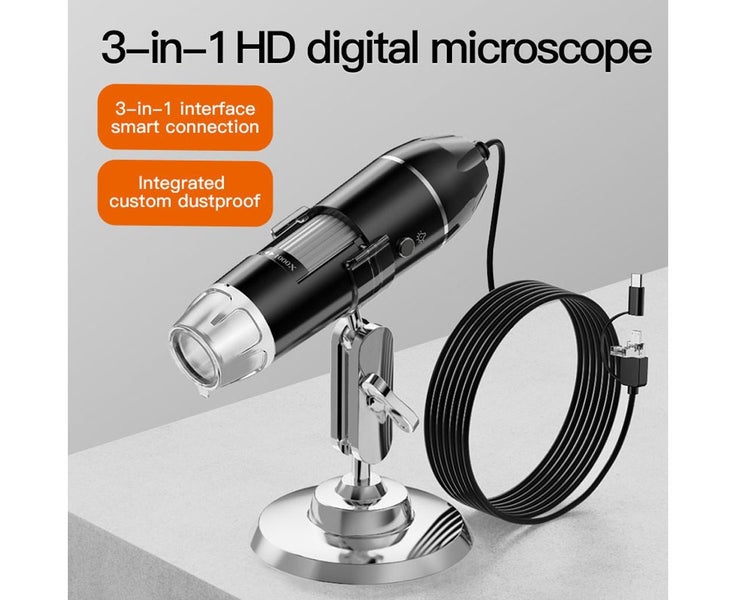 3 In 1 Interfaces Microscope 1080P 300000 Pixels 1600X Portable Digita Carousel 2