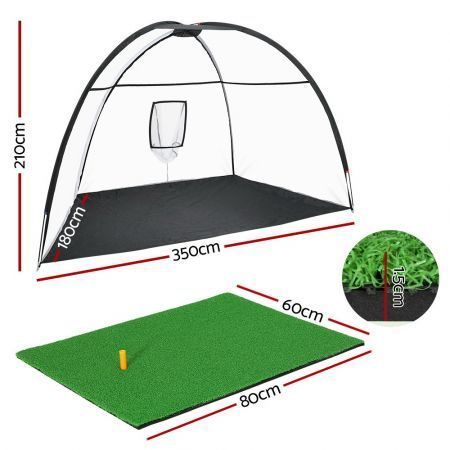 3.5m Golf Practice Net with Driving Mat Training Aid Target Hitting Carousel 2
