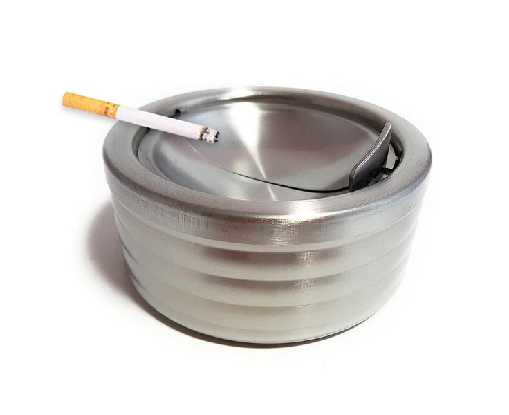 Stainless Steel Ashtray with Lid - Indoor/Outdoor Desktop Smoking Ash Carousel 2