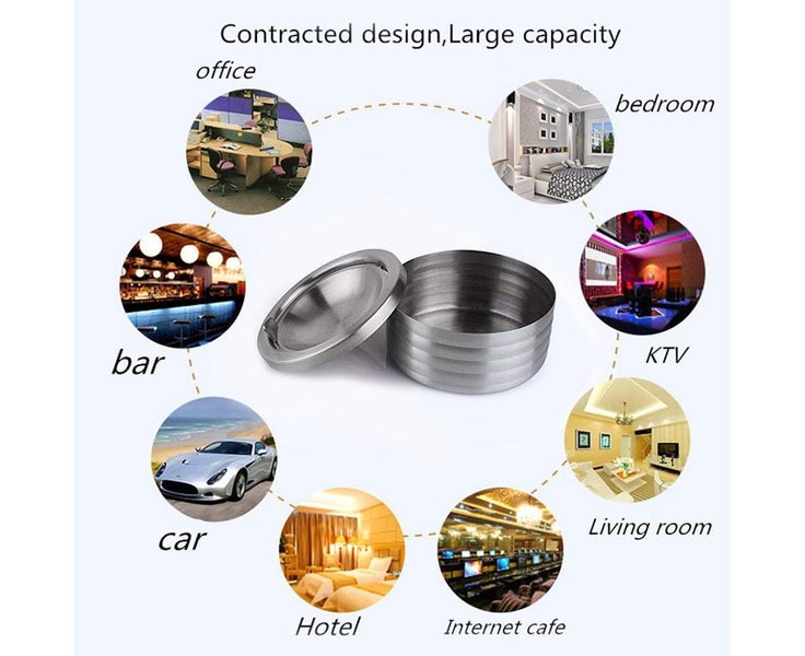 Stainless Steel Ashtray with Lid - Indoor/Outdoor Desktop Smoking Ash Carousel 8