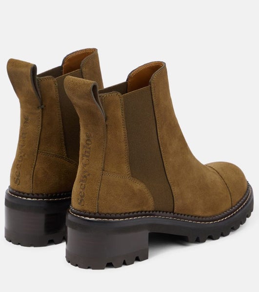 SEE BY CHLOE Mallory Brown Suede Chelsea Boots, NEW63617775537795113