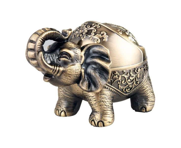 Windproof Vintage Ashtray with Lid Elephant Shape Table Ashtray Ashtra Carousel 1