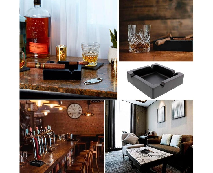 Large Black Dual-Use Cigar/Cigarette Ashtray - Silicone Windproof Pa Carousel 2