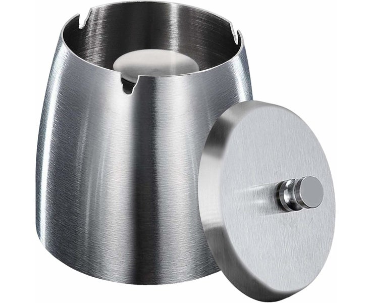 Stainless Steel Ashtray with Lid Windproof Outdoor Ashtrays Cigarett Carousel 1