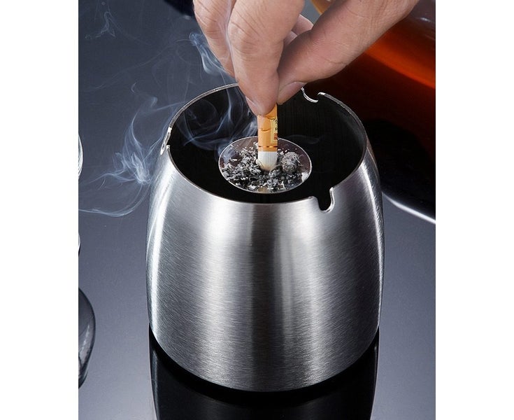 Stainless Steel Ashtray with Lid Windproof Outdoor Ashtrays Cigarett Carousel 2