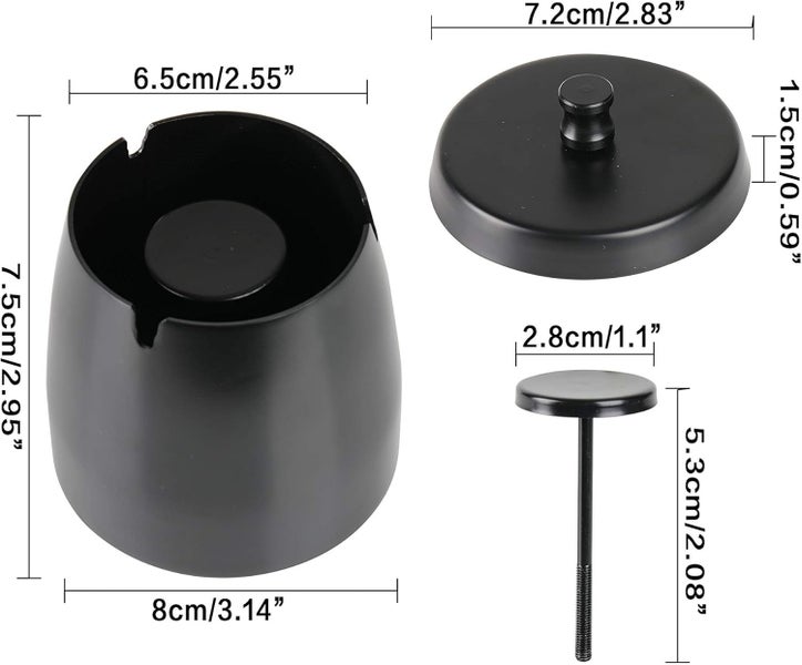 Small Stainless Steel Outdoor Ashtray - Anti-Odor Non-Slip Base Home Carousel 2