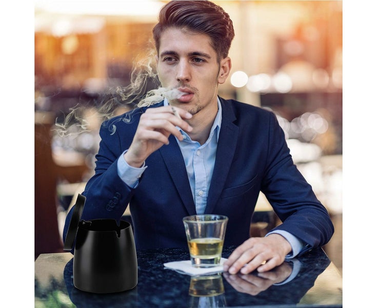 Small Stainless Steel Outdoor Ashtray - Anti-Odor Non-Slip Base Home Carousel 5