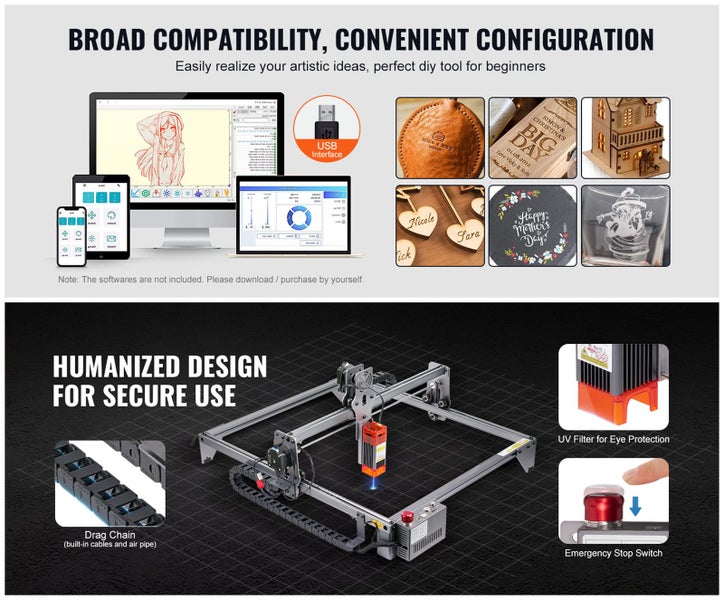 Laser Engraver Laser Engraving Machine 5W Compressed Spot Eye Protection Carousel 14