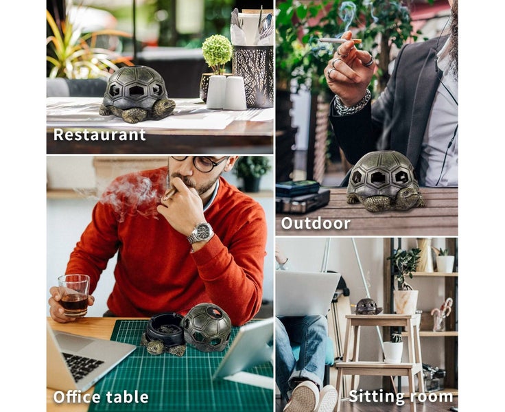 Ashtray for Cigarettes Outdoor Ashtrays with Lid Cute Turtle Ash Tray Carousel 6