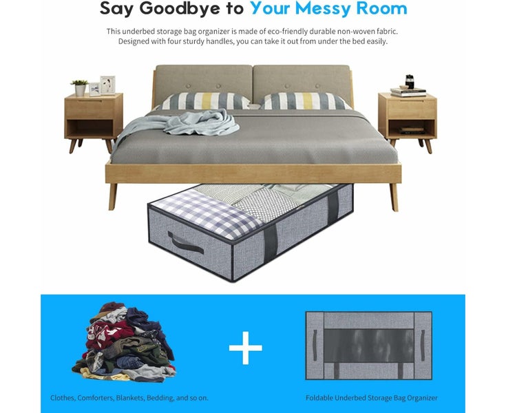 Underbed Storage Bags - 2 Pack Breathable Clothes Comforters Storage B Carousel 6