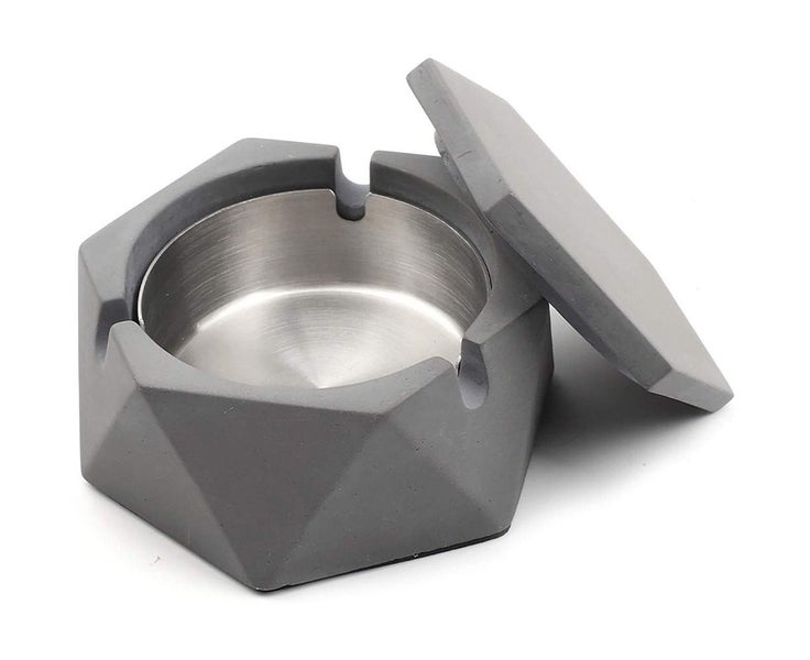 Concrete Ashtray with Lid Geometric Ashtray for Outdoors with Stain Carousel 1