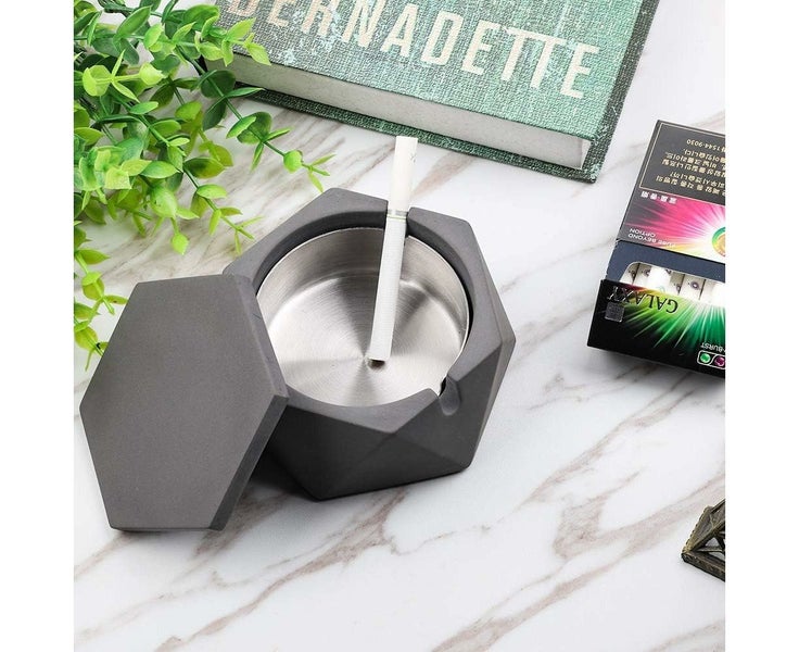 Concrete Ashtray with Lid Geometric Ashtray for Outdoors with Stain Carousel 5