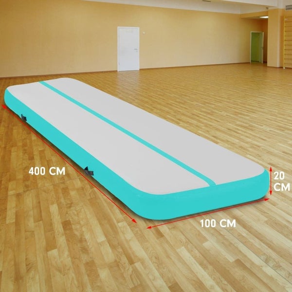 4m x 1m Air Track Inflatable Gymnastics Tumbling Mat - Green Carousel 2
