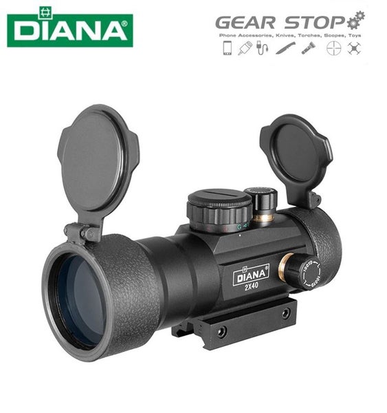 DIANA 2X40 Green Red Dot Sight Tactical Optics Riflescope Fit 11/20mm Rail64427575173634110