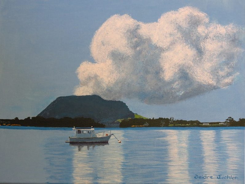 "Mount Maunganui Not Erupting" Original NZ Acrylic Painting by Deidre Eichler