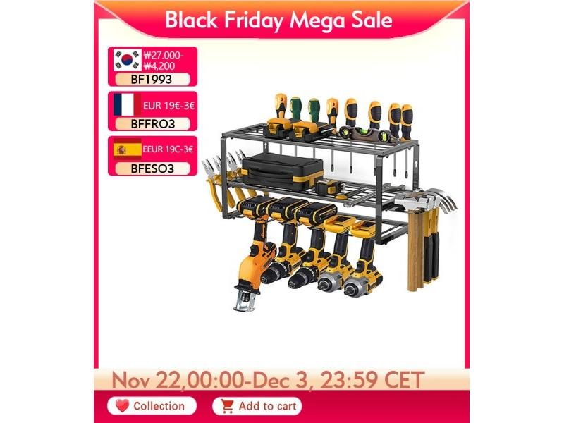 Power Tool Organizer Rack Wall Mount Hardware Tool Storage Rack Electric Drill Carousel 1