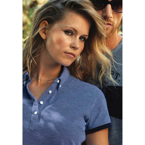 LARKFORD | Ladies Melange Modern Fit Pique Polo Shirt Carousel 2
