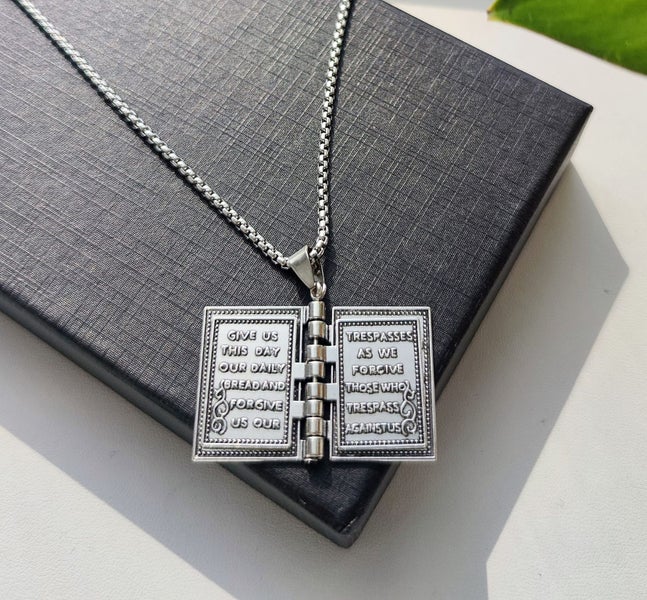 Holy Bible Silver Steel Pendant Necklace NAL5ZS-2 Carousel 2