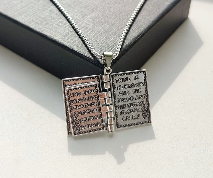 Holy Bible Silver Steel Pendant Necklace NAL5ZS-262933731635201114