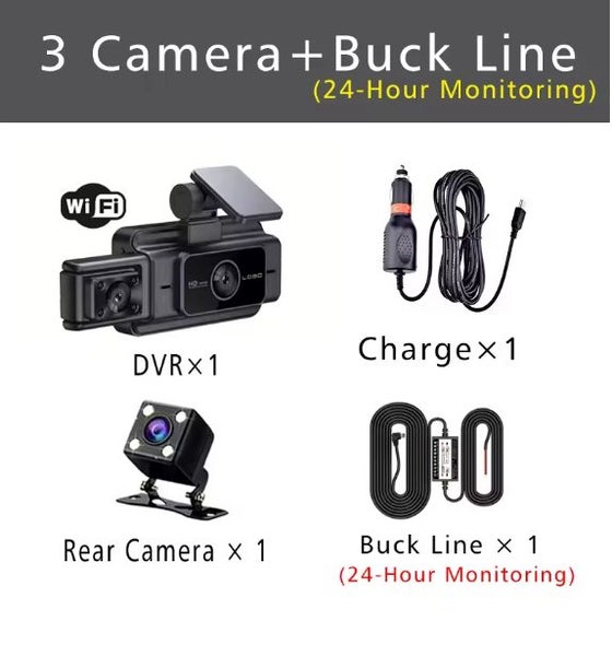 24HRS WIFI Multi 3 Cameras 1080P Dash-Camera DVR Car Camera, Rearview Camera Carousel 12