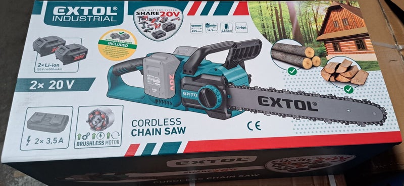 EXTOL Brushless, Cordless Chainsaw, Share 20V, 400mm (16") Bar. 2x 4Ah Batteries Carousel 13