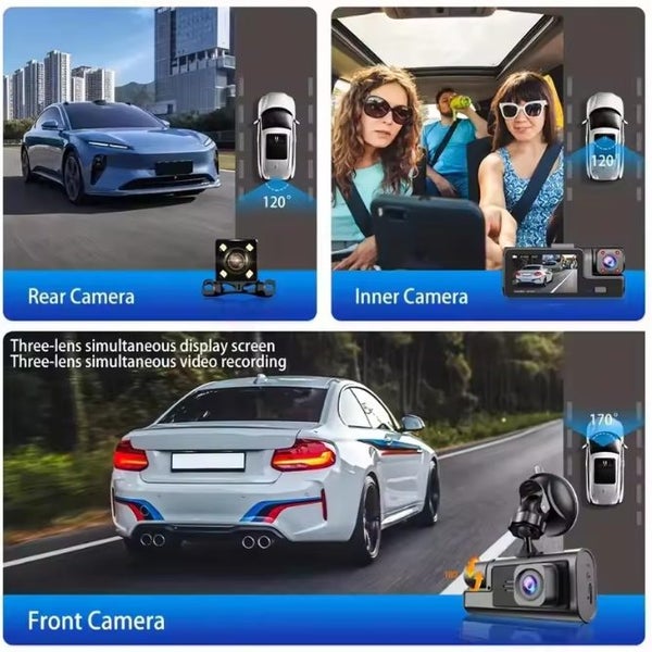 WIFI Dual 3-Lens Front | Rear | Inside 1080P Car Dashcam Night Vision Cameras Carousel 2