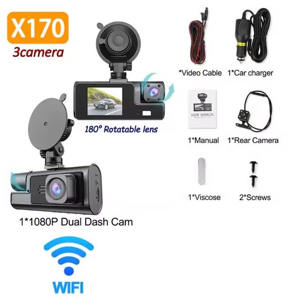 WIFI Dual 3-Lens Front | Rear | Inside 1080P Car Dashcam Night Vision Cameras Carousel 12