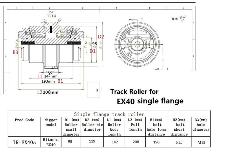Track Roller for Hitachi EX30 EX40 EX55 EX60-2 EX70 EX120-3/5 EX200-2/3/6 EX400 Carousel 2