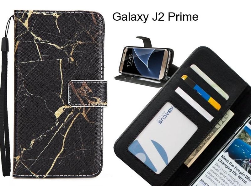 Galaxy J2 Prime case 3 card leather wallet case printed ID Carousel 1