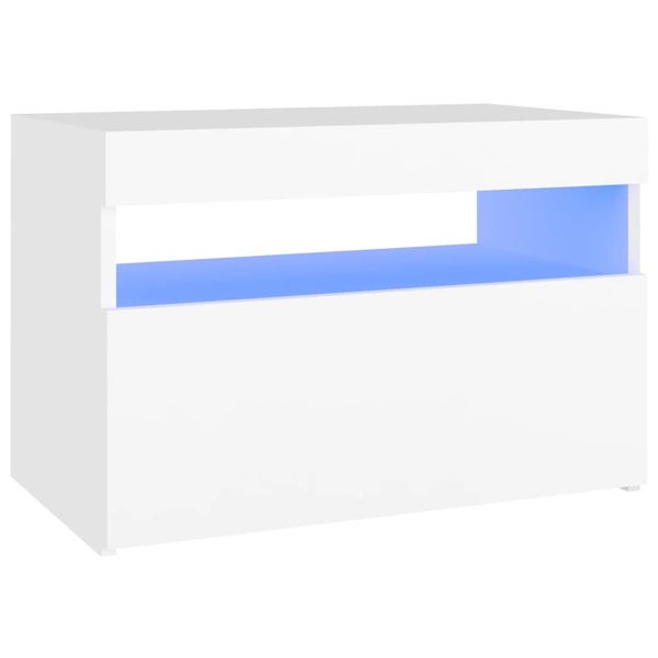 vidaXL Bedside Cabinet & LED Lights White 60x35x40 cm Engineered Wood Carousel 2