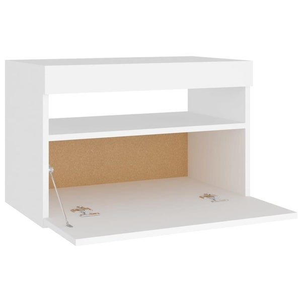 vidaXL Bedside Cabinet & LED Lights White 60x35x40 cm Engineered Wood Carousel 9