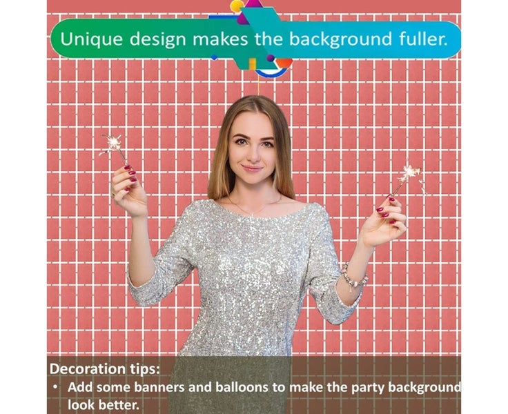 2Pcs Square Foil Fringe Backdrop Curtain Backdrop for Birthday Weddin Carousel 2