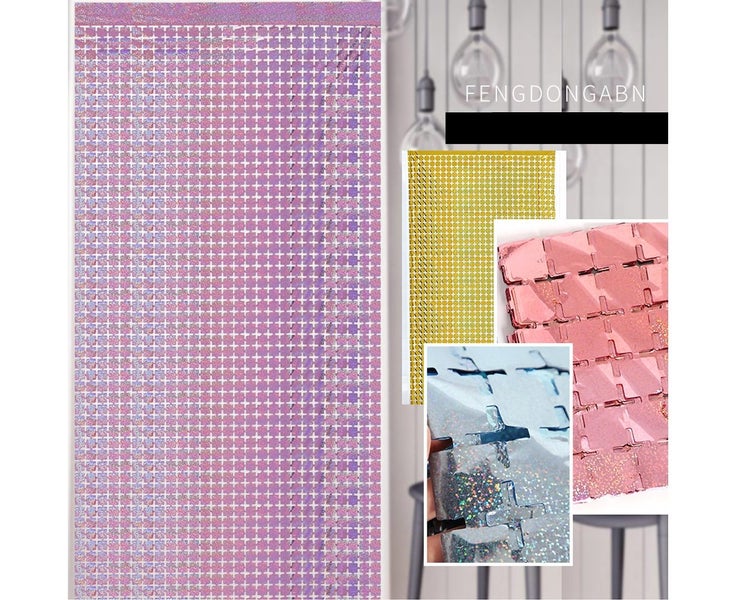 2Pcs Square Foil Fringe Backdrop Curtain Backdrop for Birthday Weddin Carousel 7