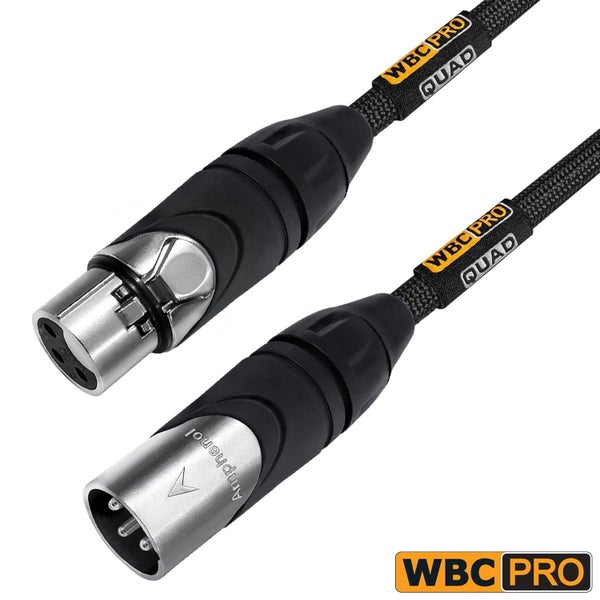 2 x 0.3 Meter - WBC-PRO-QUAD Cable Amphenol Silver XLR Plugs/ Black Tweed Jacket Carousel 2