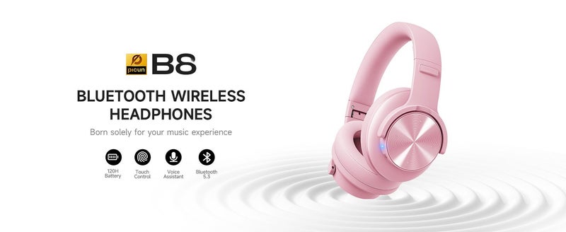 Picun B8 Bluetooth Headphones 120H Playtime Headphones Wireless Bluetooth Carousel 1