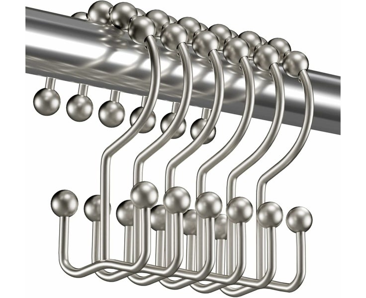 6pcs Shower Curtain Hooks Rings, Rust-Resistant Metal Double Glide Shower H Carousel 1