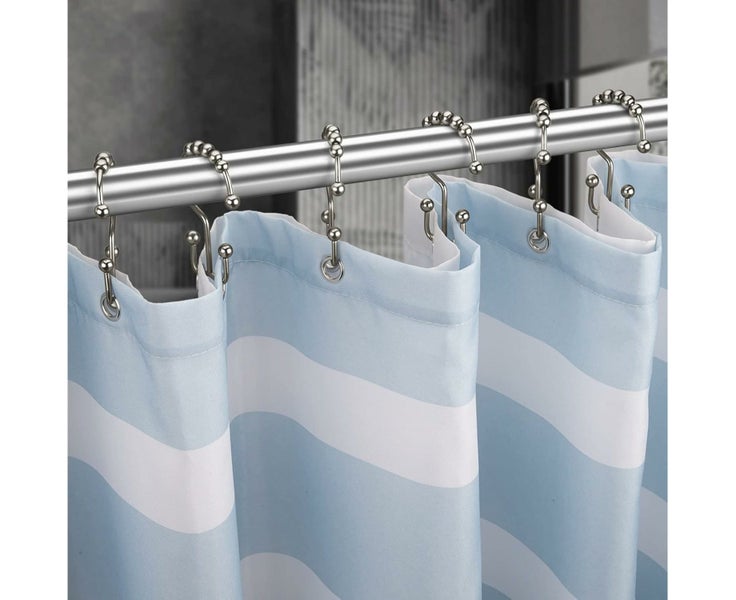 6pcs Shower Curtain Hooks Rings, Rust-Resistant Metal Double Glide Shower H Carousel 6